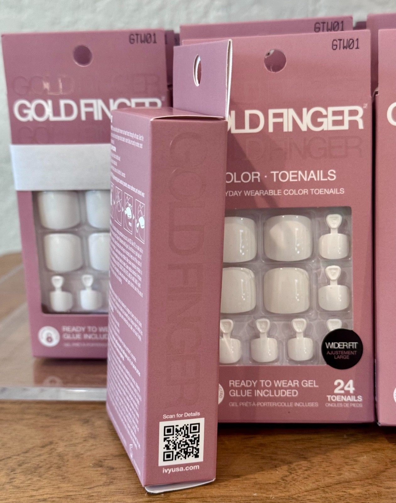 Kiss Gold Finger Color Toenails White Wider Fit Ready to Wear Gel NEW LOT of 36!