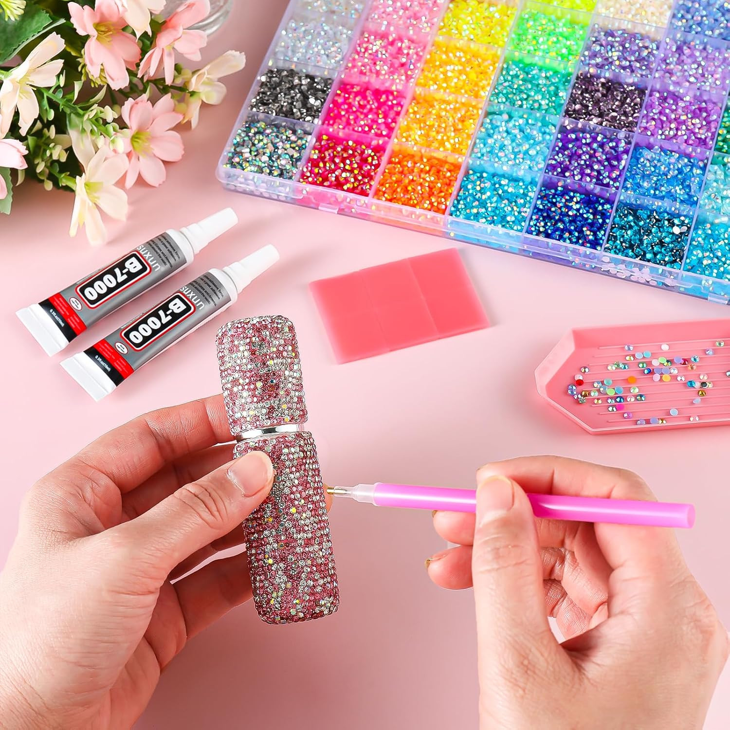 41000Pcs Bedazzler Kit with Rhinestones and Tools 40 Colors 3mm Resin Flat Back