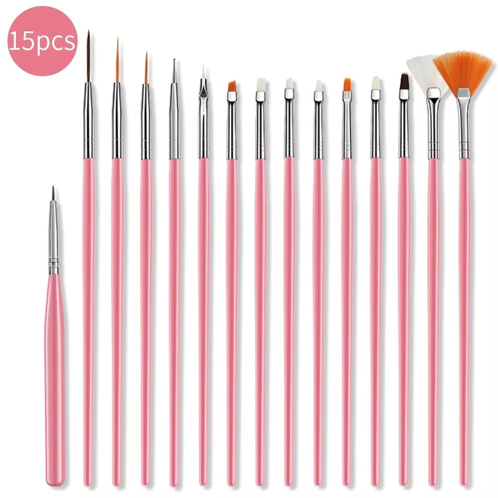 15PCS Gel Nail Art Brushes Set Acrylic Dotting Pen Painting Polish Brushes Tools