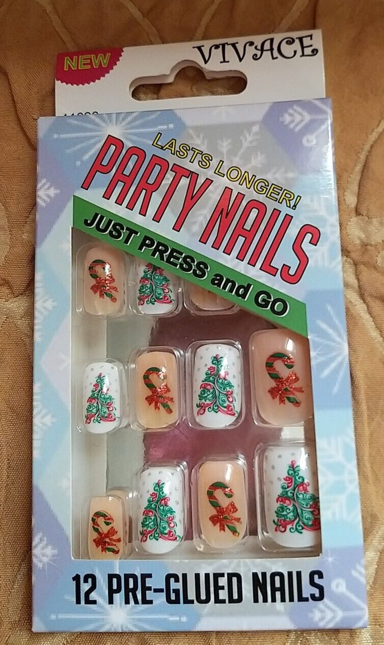Christmas Fake Nails Press on Nails Short Square Nails Set of 4Packs
