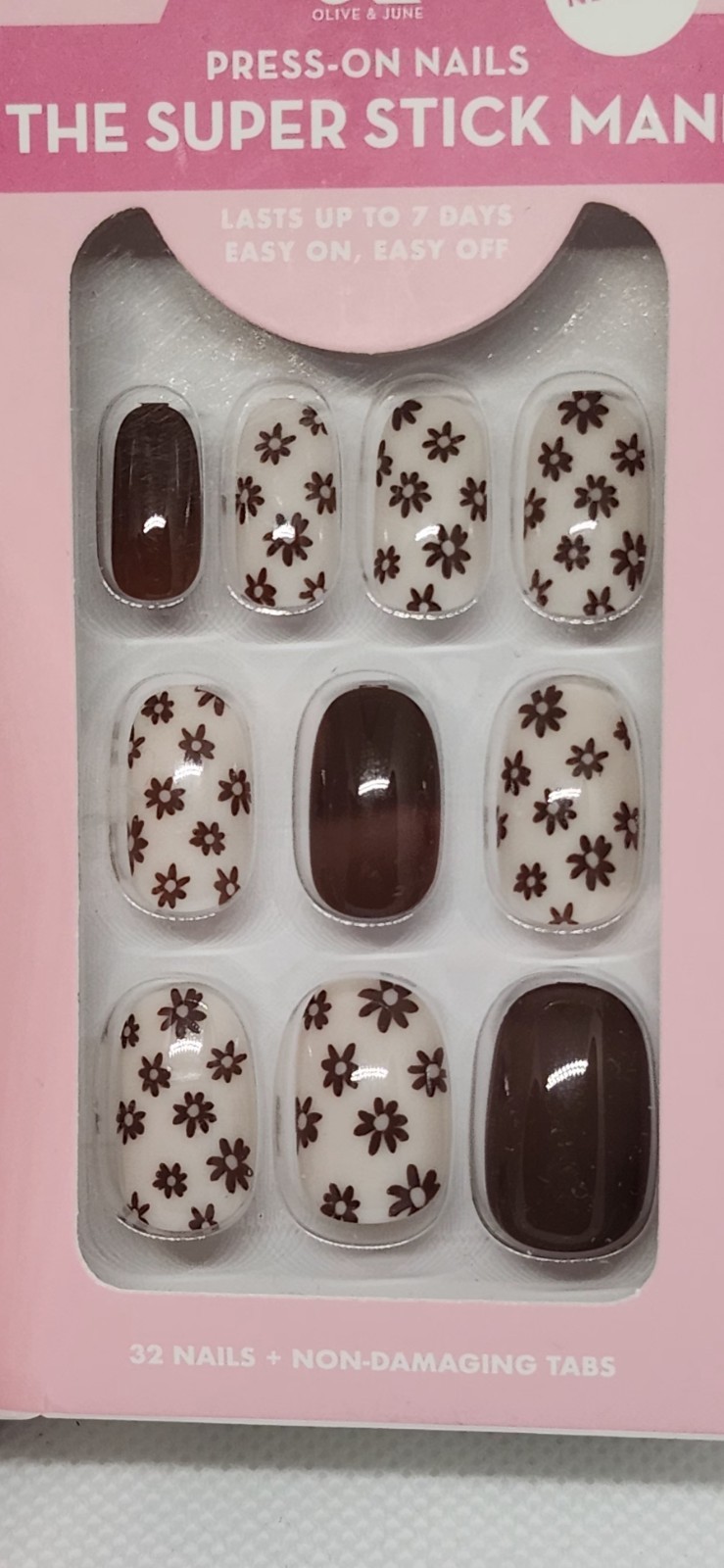 Olive & June Squoval Short GH Glass+ Falling For Flowers Press-on Nails + Polish