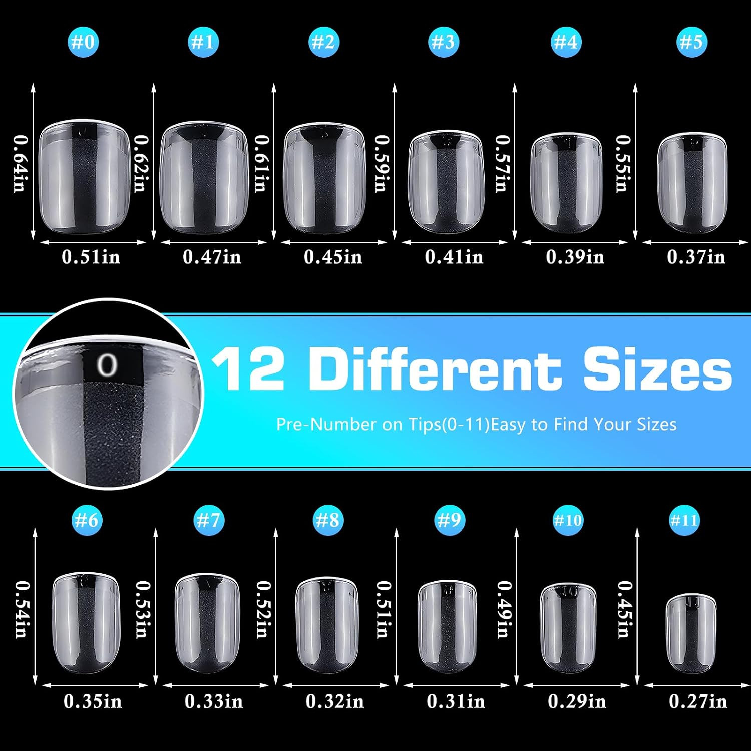 240Pc Square Gel Nail Tips Short Fake Nails Clear Press on Nails Acrylic Nails