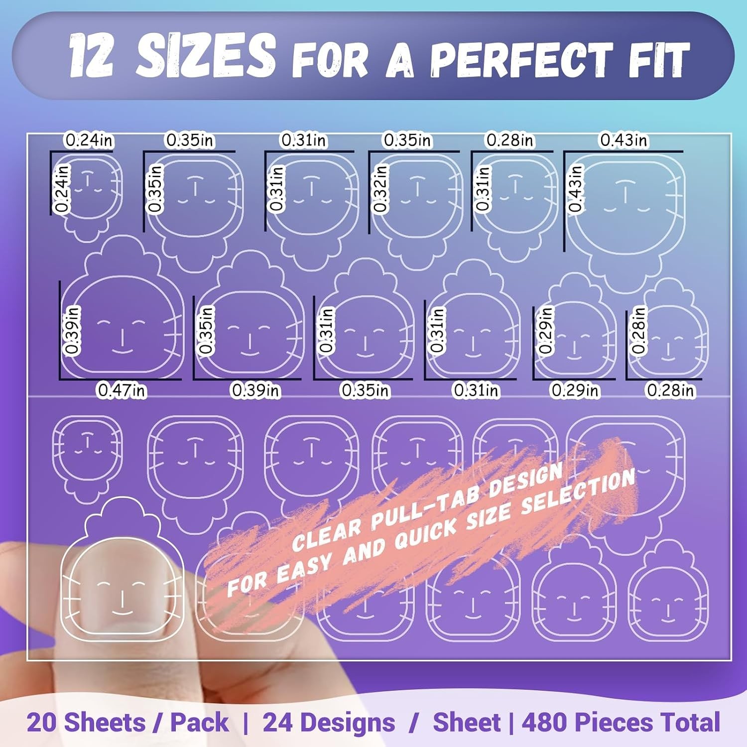 XS Non-Toxic Nail Adhesive Tabs for Kids | 480 PCS Extra Strong Sticky Tabs f…
