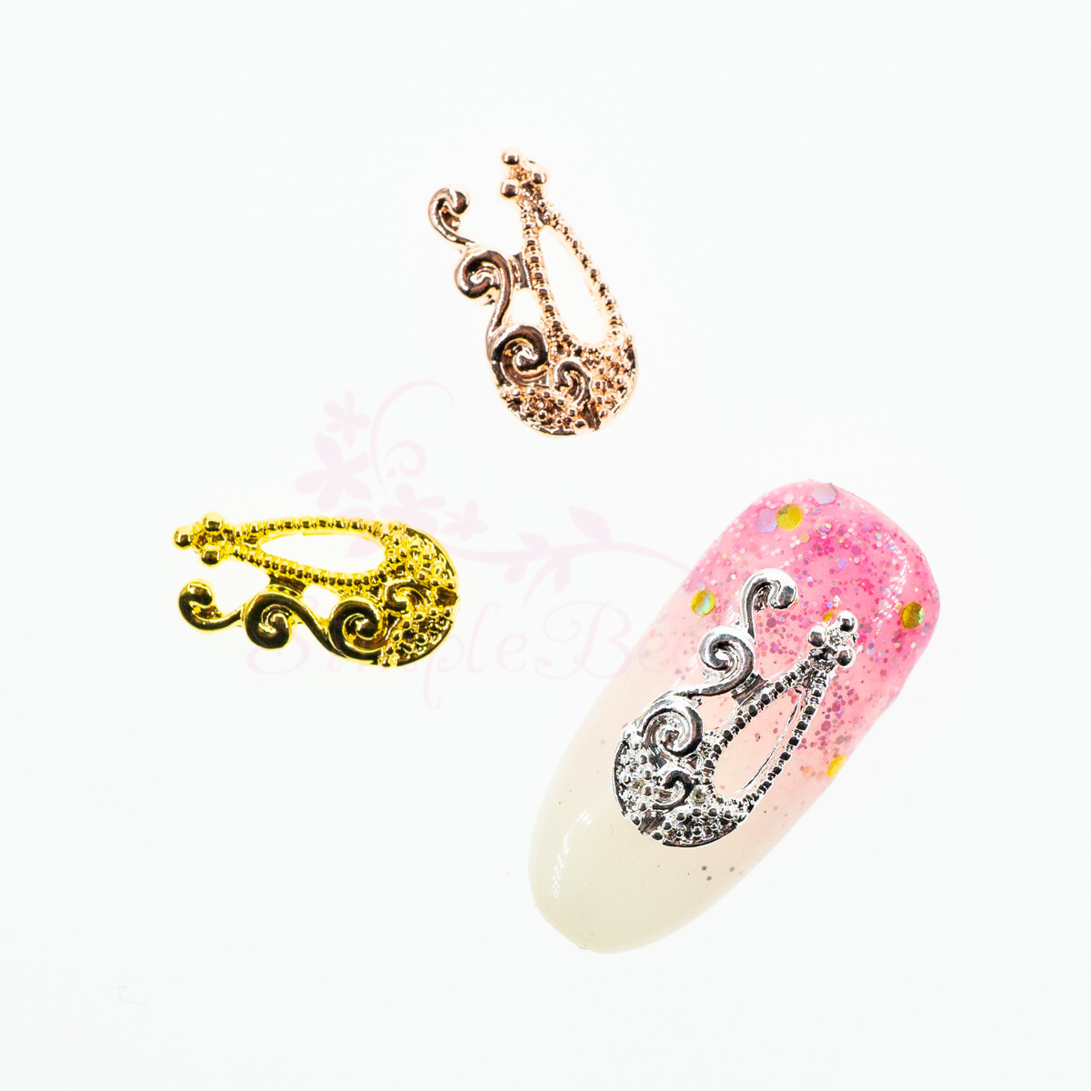 100 Retro Hollow Lace Metal Alloy Charms 3D Nail Art Manicure DIY Decorations