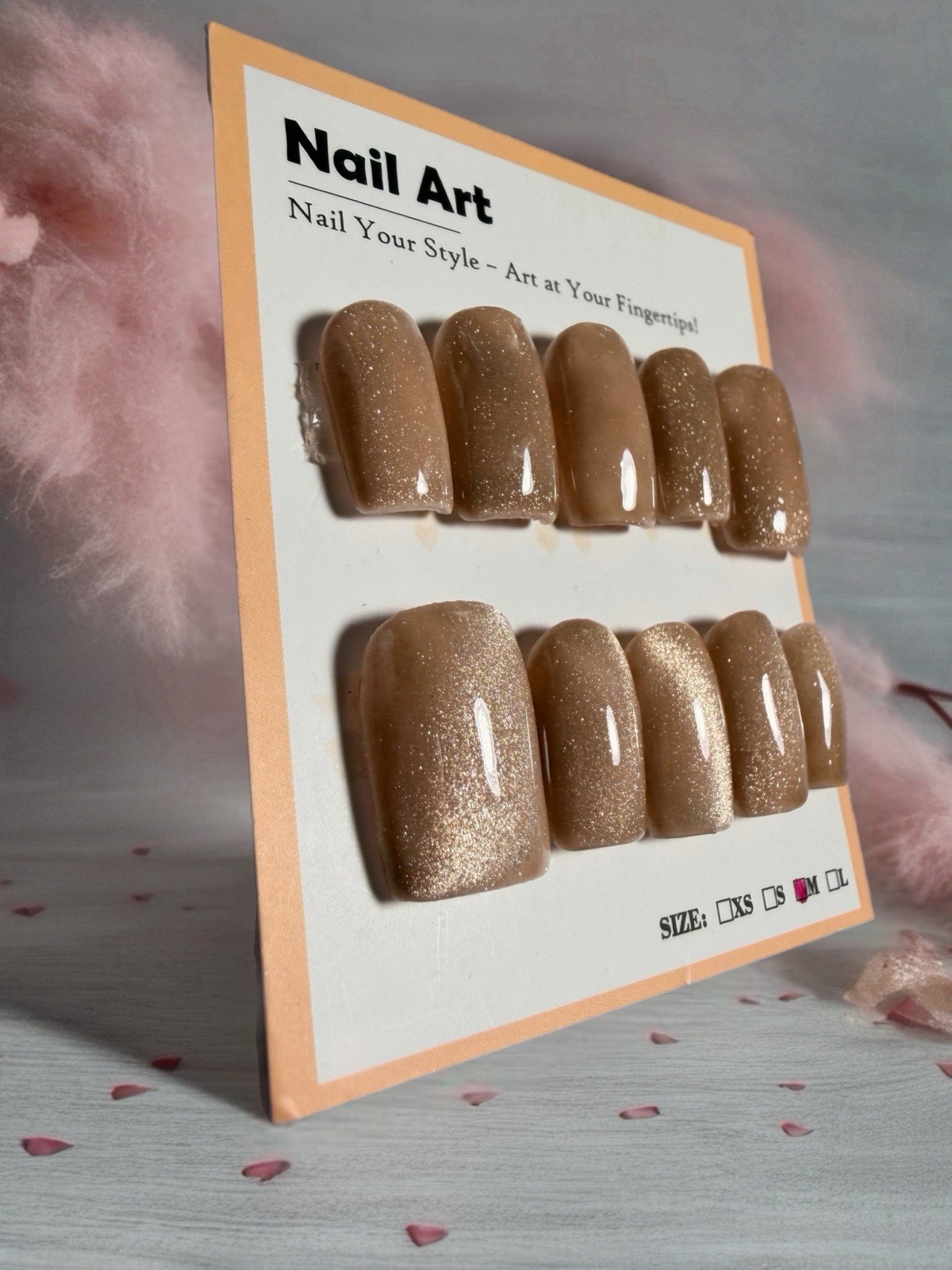Reusable Acrylic Press-on Nails- Shortie square CatEyes Nails sizes Xs, S, M, L