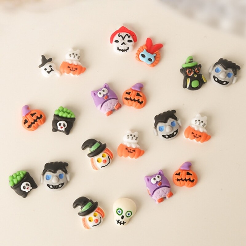 3D Halloween Nail Art Decorations 3D Witch Skull Nail Charms Nail Accessories