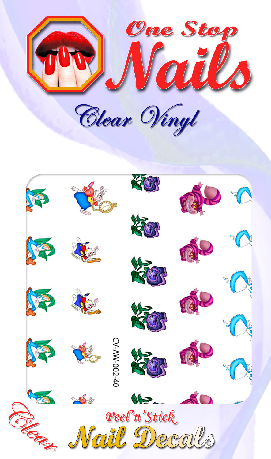 Alice in Wonderland CLEAR VINYL Peel and Stick Nail Decals/Stickers CV-AW2-40