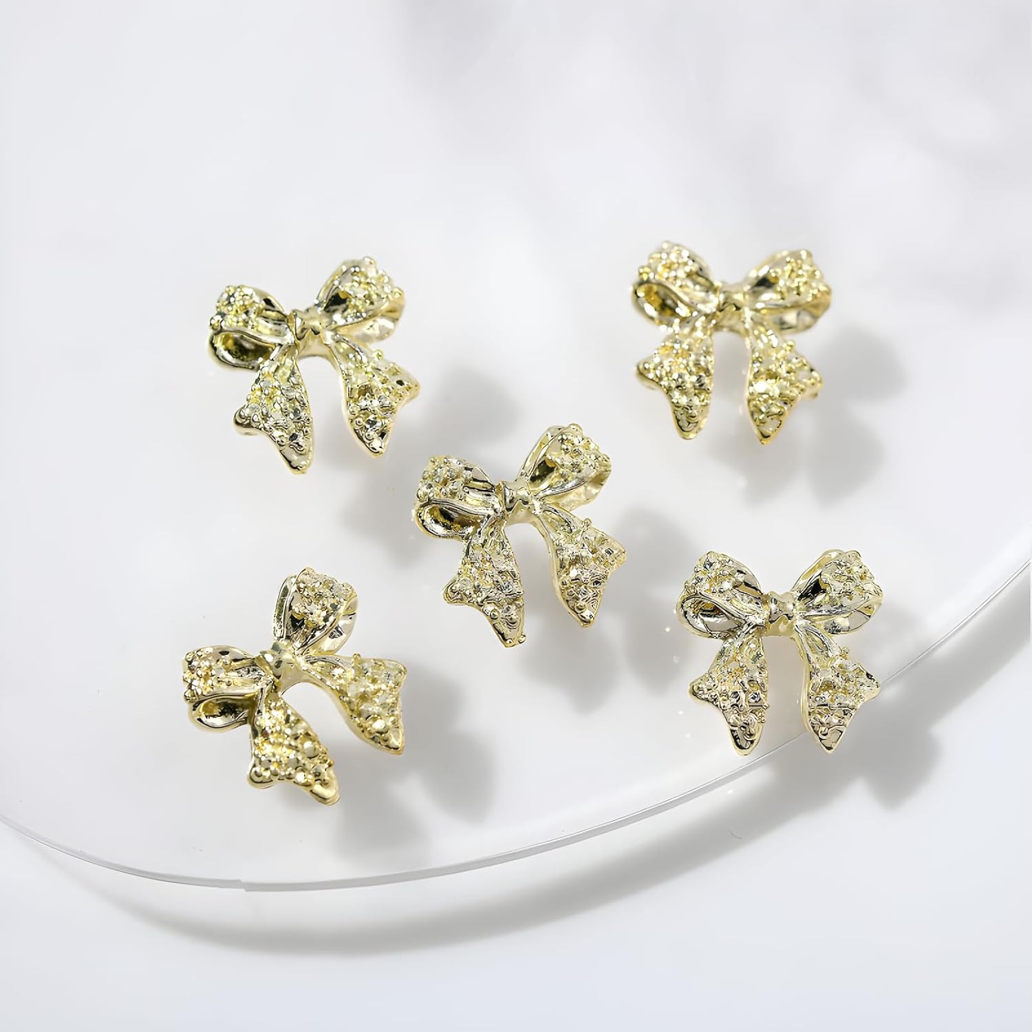 36 Pcs Bow Nail Art Charms 3D Alloy Bow Nail Charms Silver Gold Nail Rhinestones