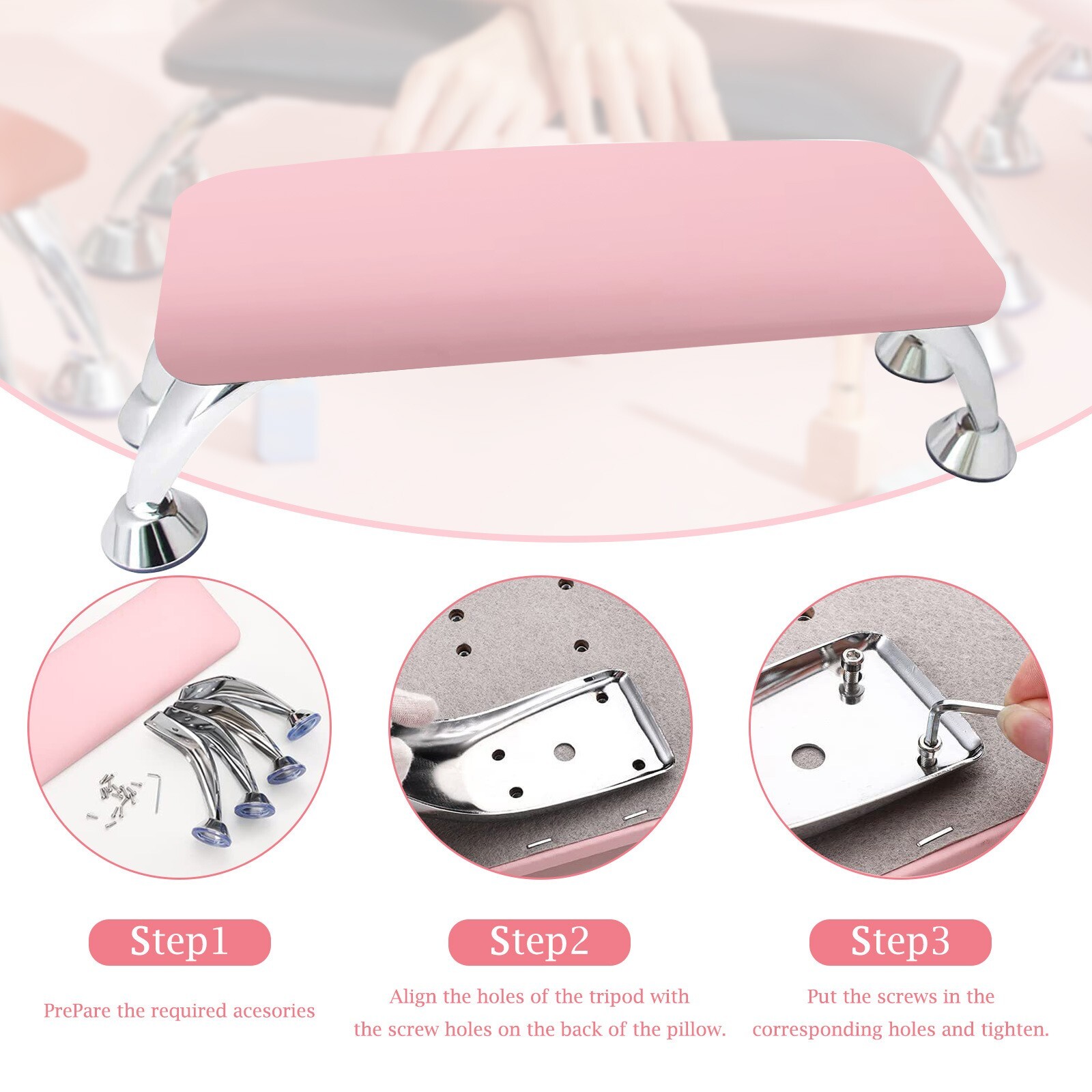 Nail Art Hand Cushion Salon Manicure Tool Leather Arm Rest Soft Pillow Pink