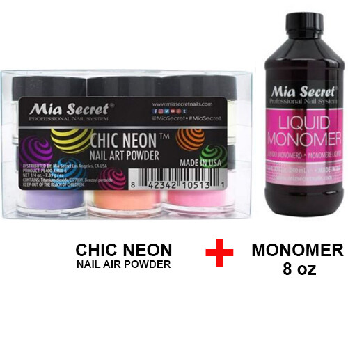 Mia Secret Monomer 8 oz with 6 Colors Set Nail Art Powder Selection (Pick Yours)