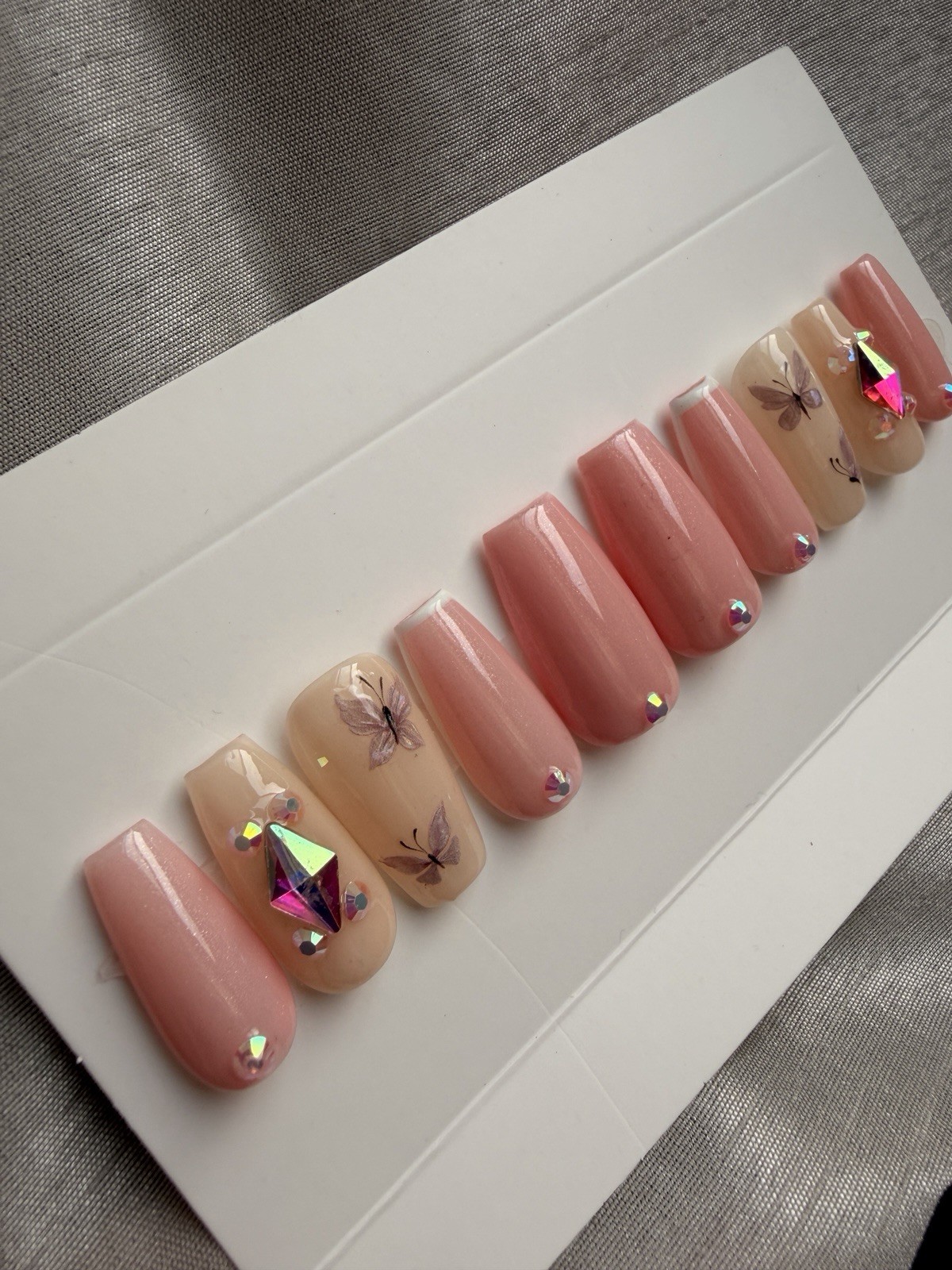 ✨ CUSTOM Press On Nails YELLOW PINK FLOWER BLING Flower 10p SET W Kit