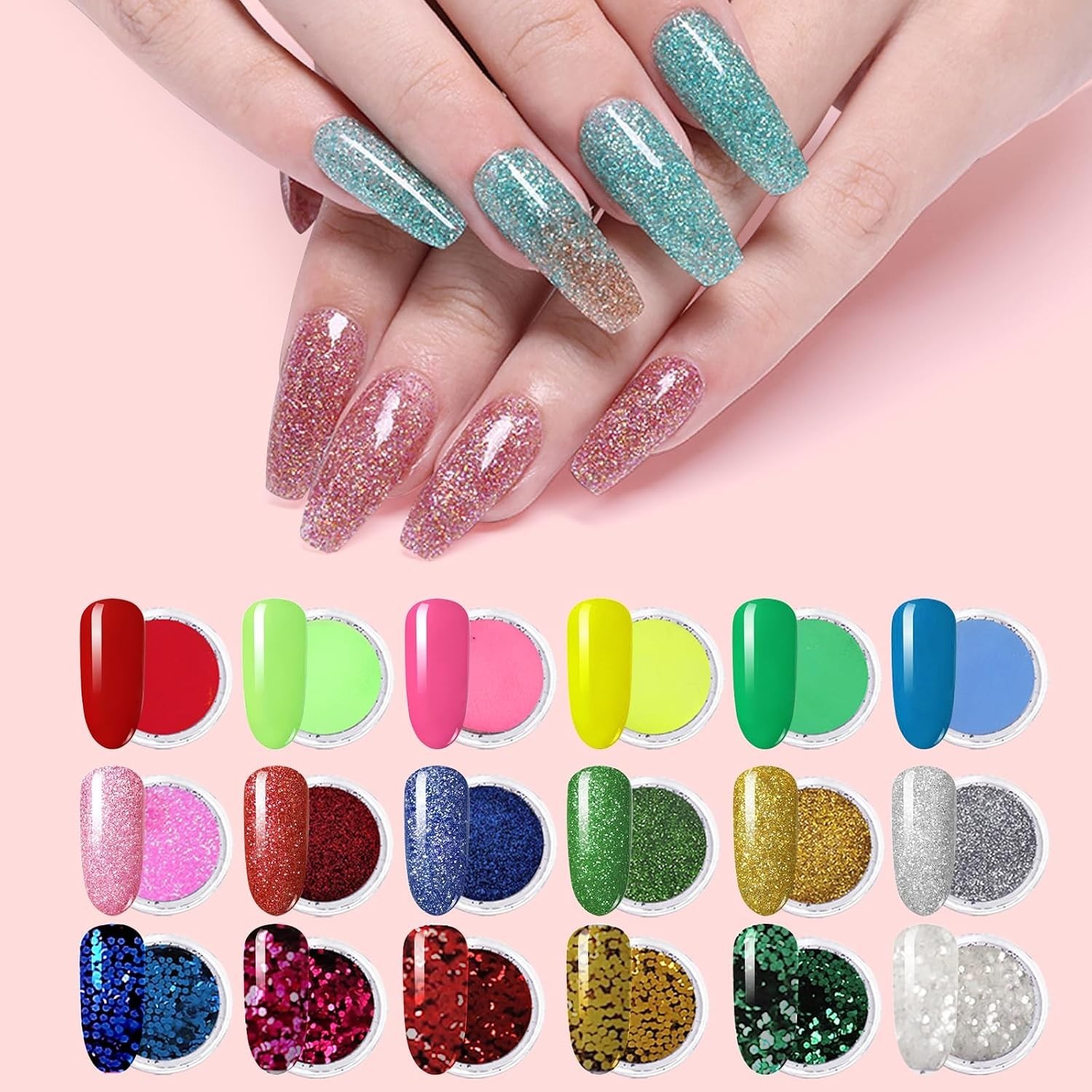 Professional Acrylic Nail Kit – Practice Hand Set with Powder, Brush, DIY Sta…
