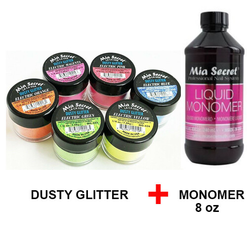 Mia Secret Monomer 8 oz with 6 Colors Set Nail Art Powder Selection (Pick Yours)