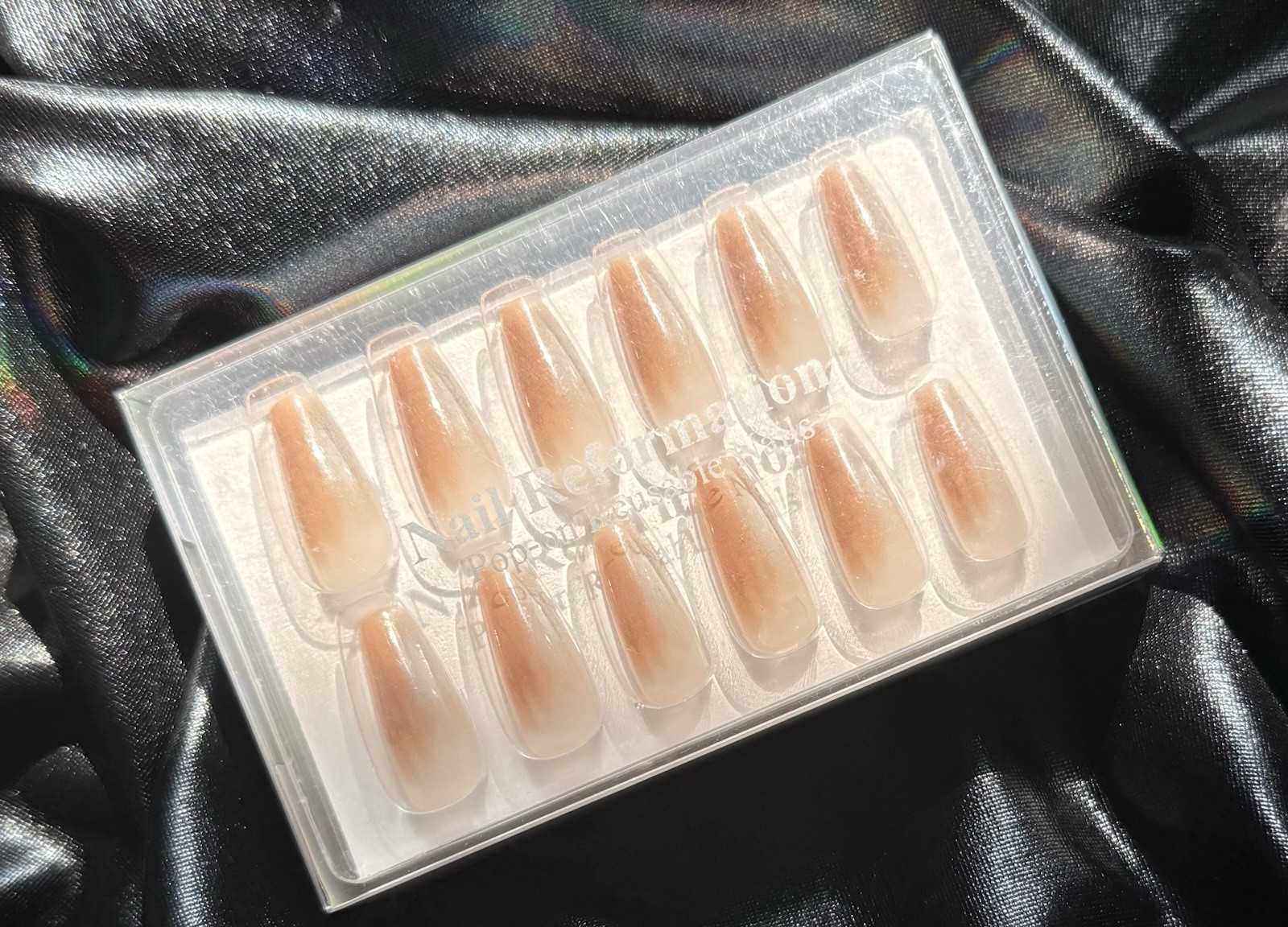 Nail Reformation Press On Nails, Long Brown Ombré Coffin~Includes Free Gifts❣️