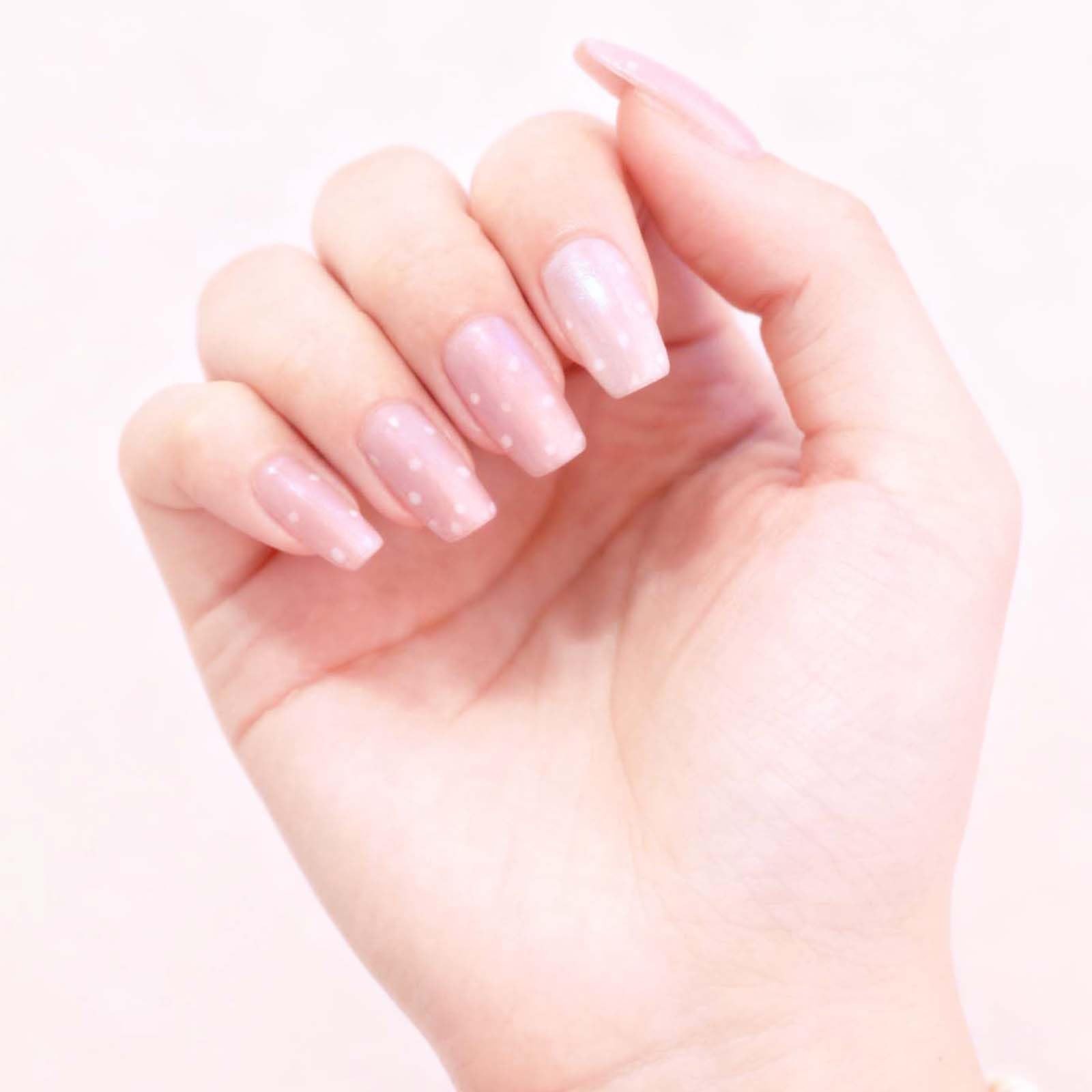White Polka Pink Ombre Semi Cured Gel Nail Strips 20 Pcs