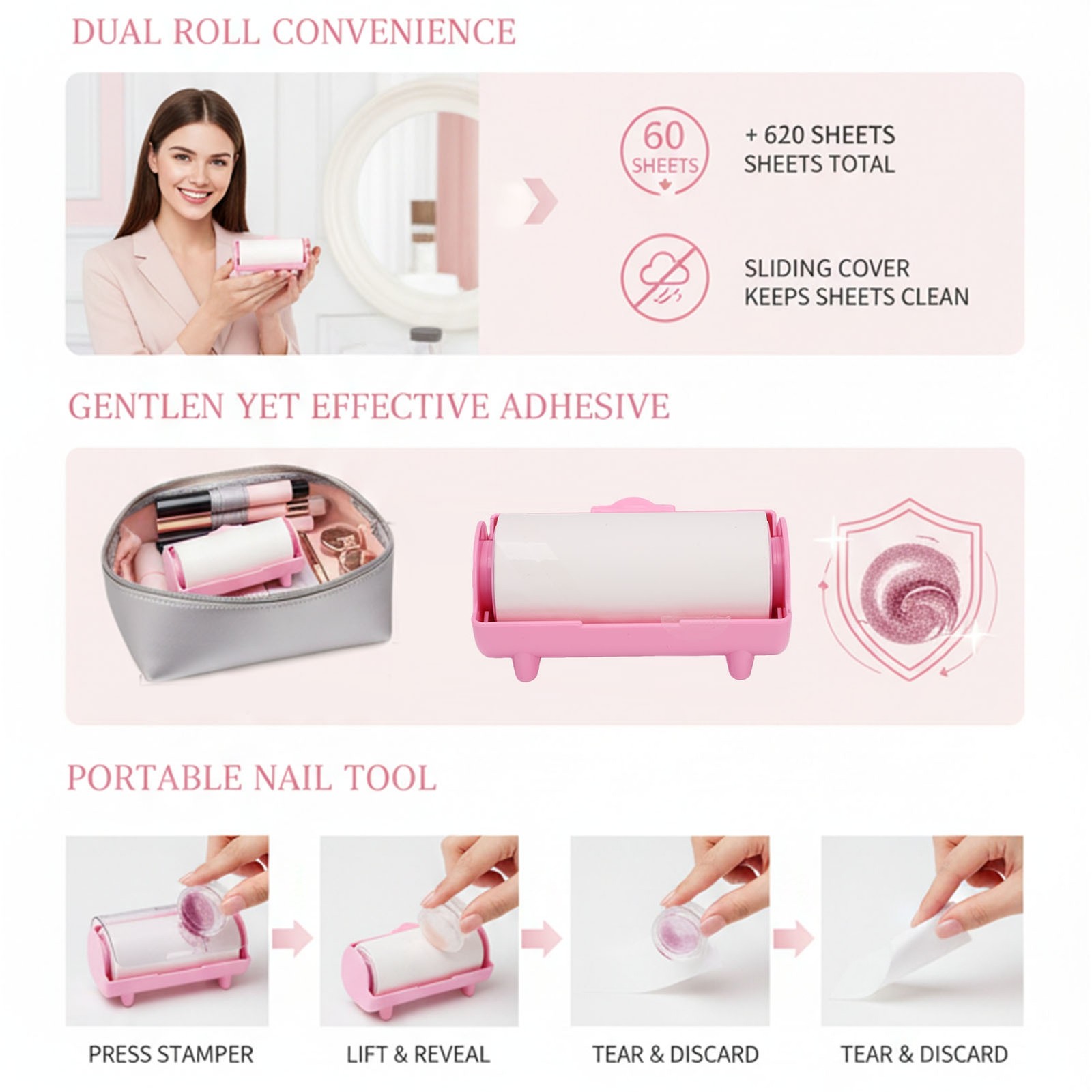 Rolls Nail Stamper Cleaner Instant Cleaning Tool For Nail Art Easy To Use