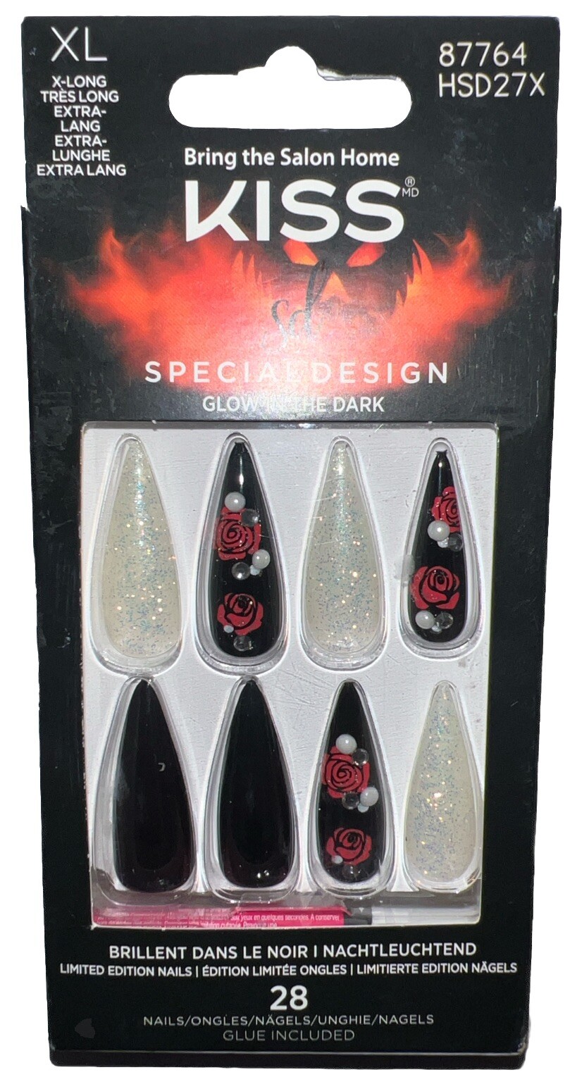 KISS Special Design Halloween Nails Glow-In-The-Dark XL #87764 (New/See Photos)