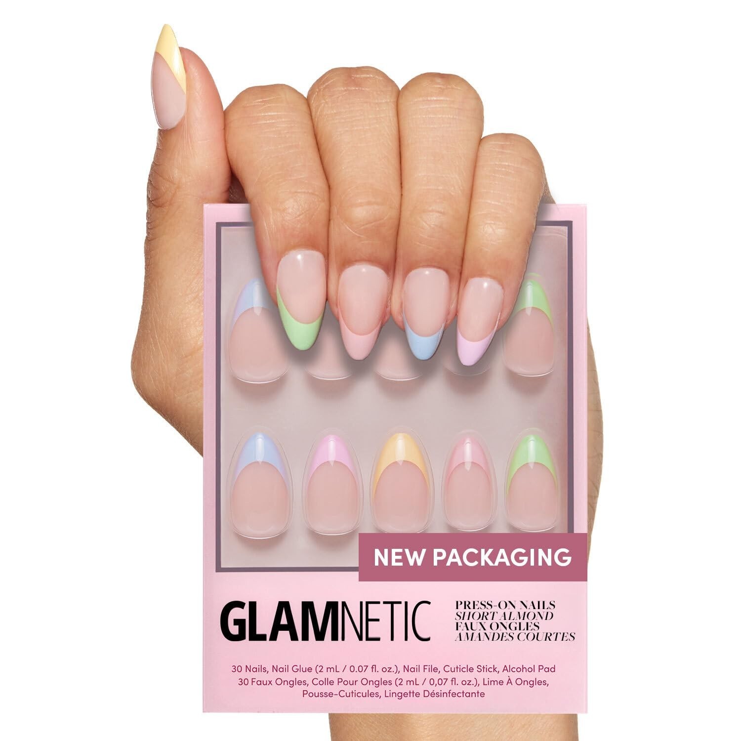 30-Piece Confetti Nail Kit: Short Almond, Customizable Size Options