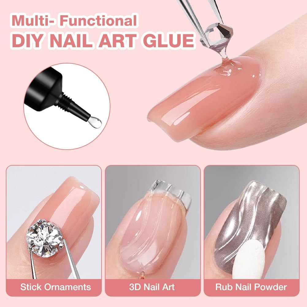 Nail Rhinestone Glue Super Adhesive Gel 10G for Gems and 3D Nail Art, Long Lasti