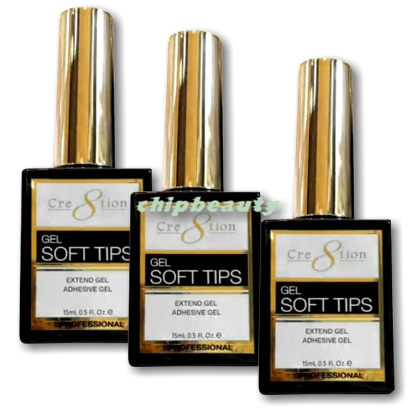 3x Cre8tion Soft Gel Tips Adhesive 15ml-0.5fl.oz Strength Nail System Gel Glue