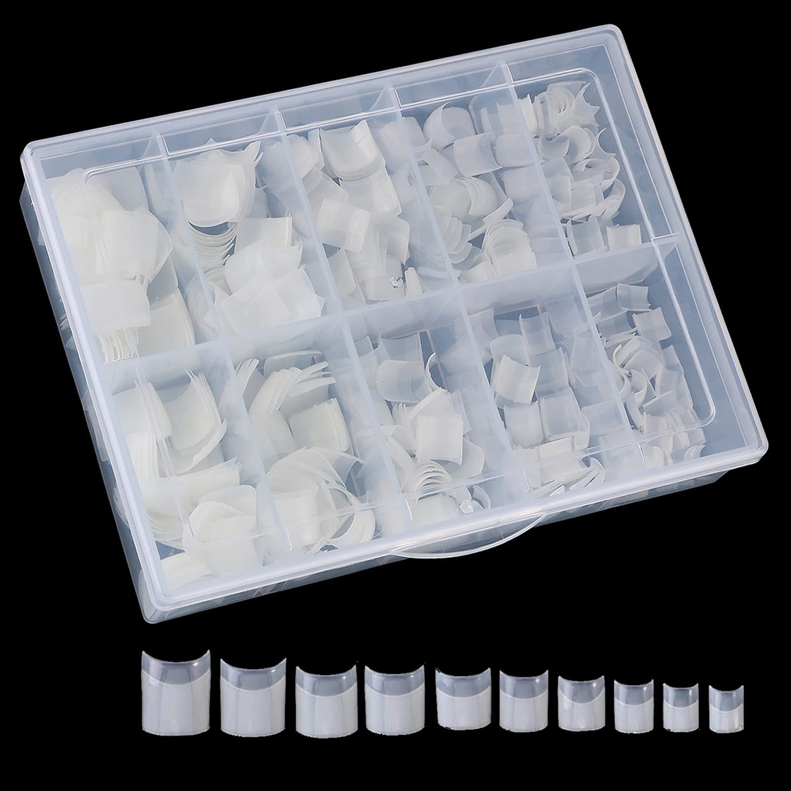 Beuniar Acrylic Natural Nail Tips 500Pcs Short French Artificial Square False…