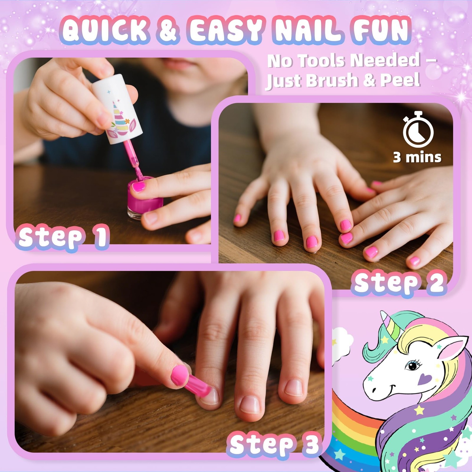Tomons Nail Polish Set for Kids , 12 Colors Non-Toxic Water-Based Quick-Dry &…