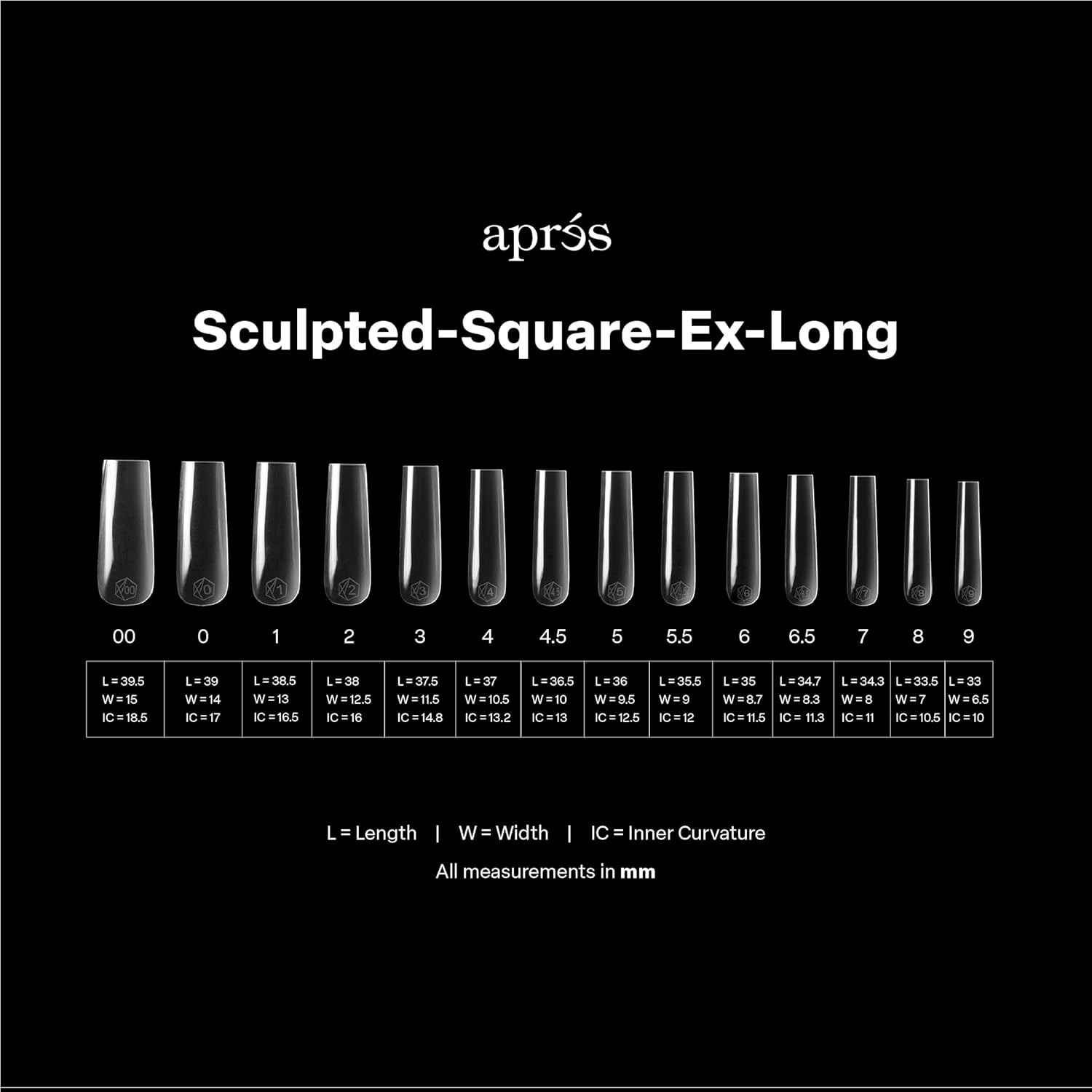 Apres Gel-X Sculpted Box of Nail Tips, 14 Sizes 00-9, Soft Gel Tip Box (210Pcs)