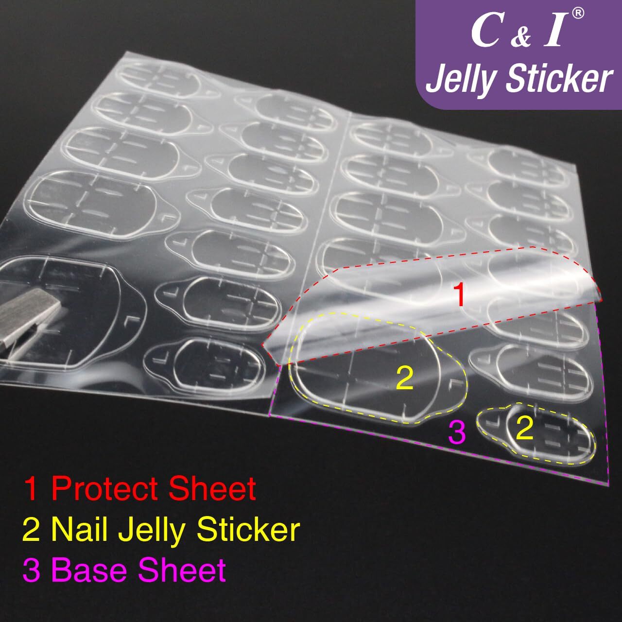 50 Sheets Double Sided Jelly Gel Nail Glue for Press On Nails False Nail Tips