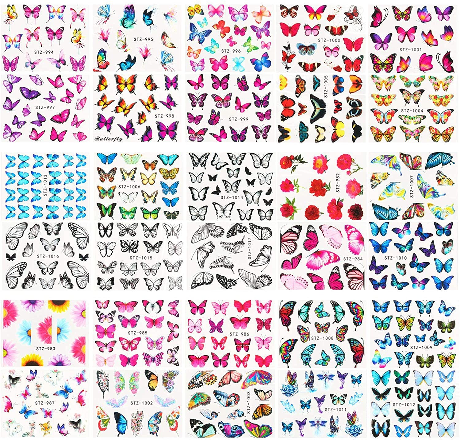 78 Sheets Butterfly Nail Art Stickers Water Transfer Nail Decals for Women New