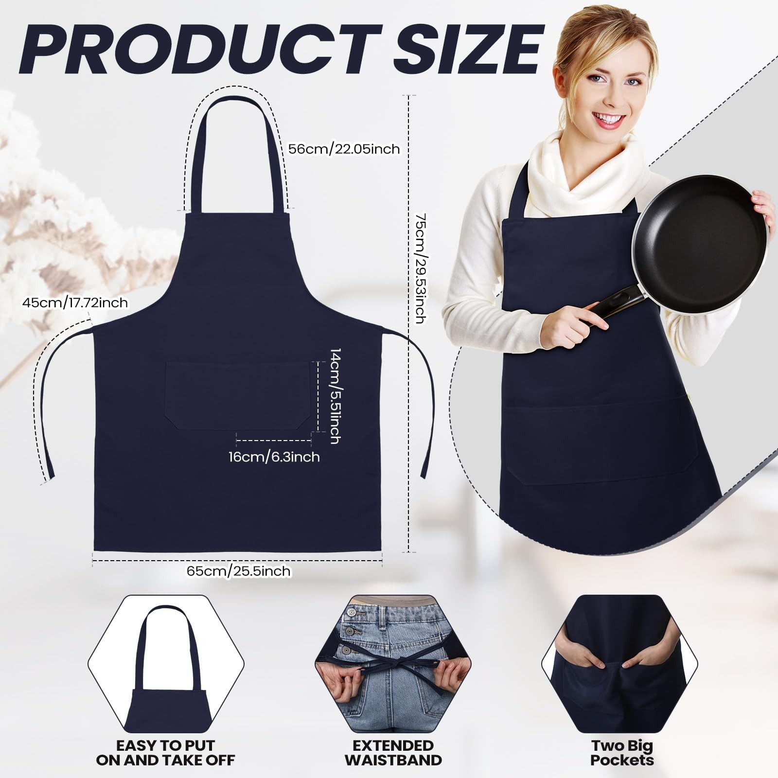 Suhine 36 Pack Plain Bib Aprons Bulk with 2 Pockets Unisex Aprons Machine Was…