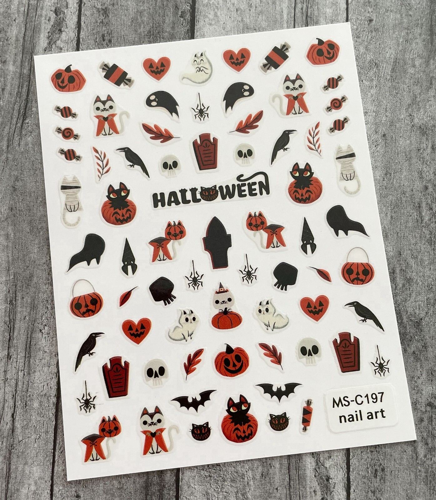 Pumpkin Halloween Nail Sticker Spider Web Skull Ghost Cats Candy crow raven