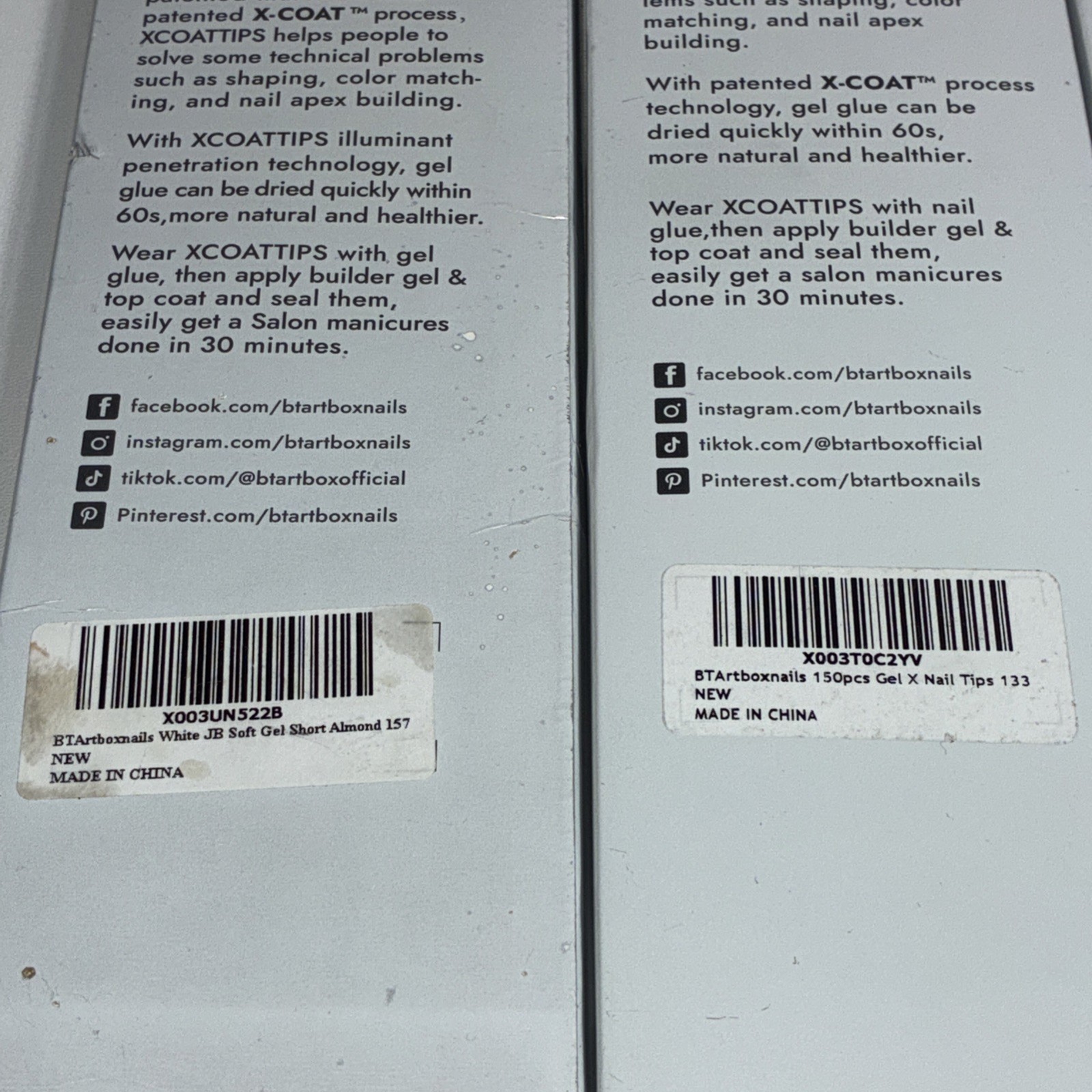4 New BTARTBOX Short & Medium Almond X Coat Press On Nails Damaged Boxes