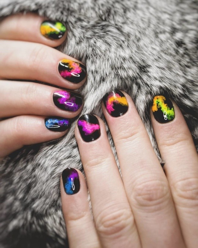 SMOKE POWDER Smoky Effect Nail Powder 15 Colours Neon RAINBOW Dust Manicure