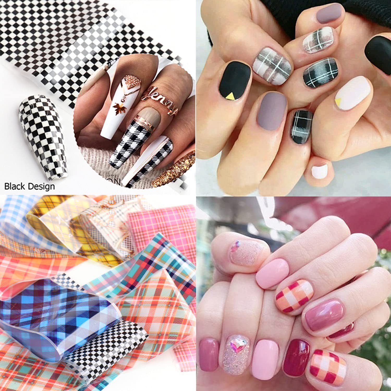 Striped Lattice Nail Art Foils Nails Foil Transfer Stickers Decals Adhesive H…