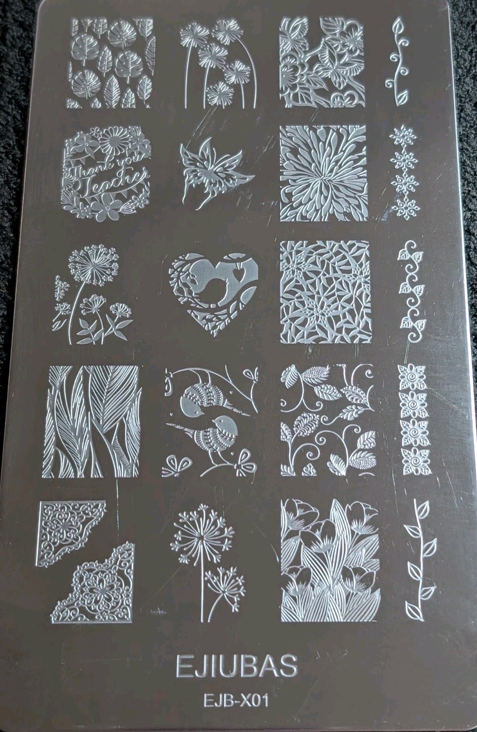 Nail Stamping Plates Lot 2 Double Sided EJIUBAS EJB-X01 EJB-X03 Floral Fruit