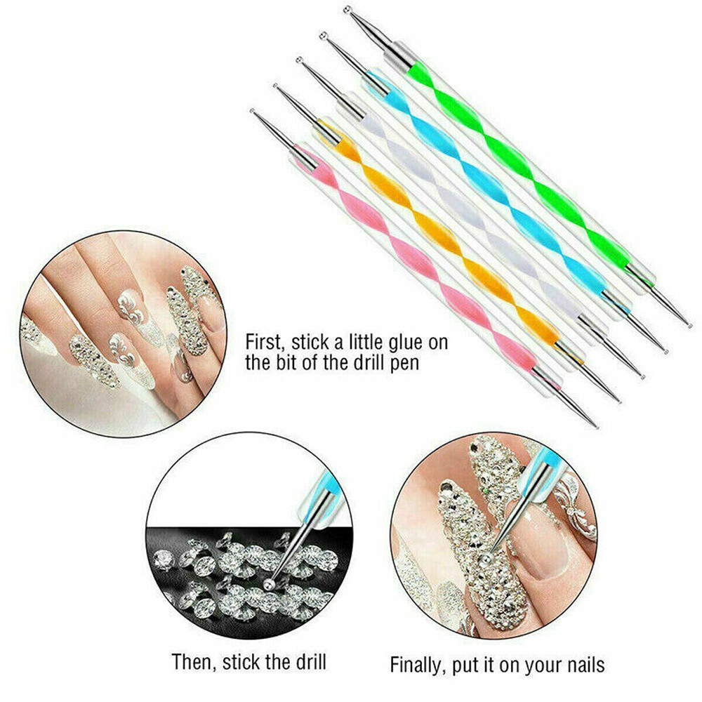 8/20 PCS Nail Art Pen Brush Design Dotting Painting Drawing Polish Tool UV Gel