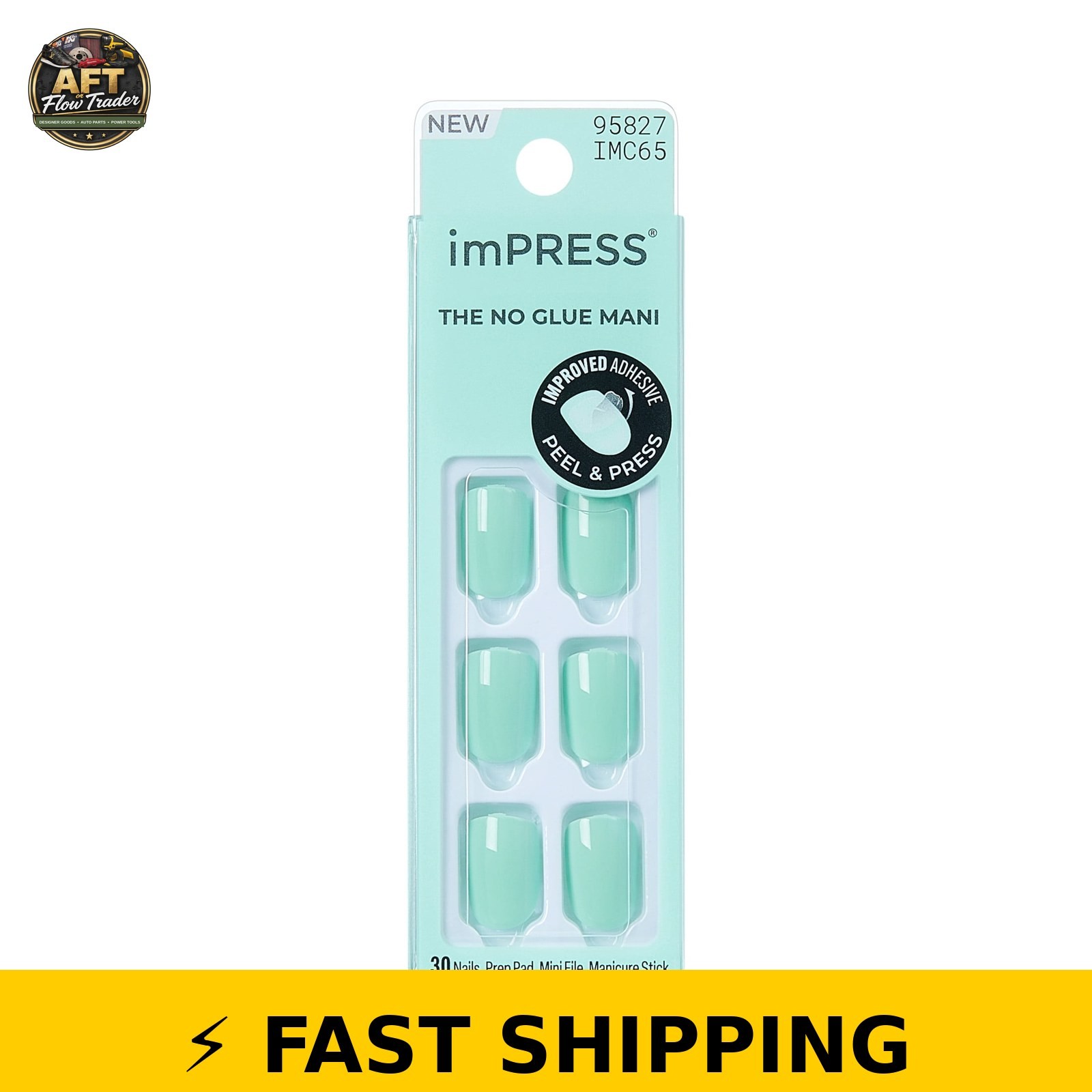 imPRESS Kiss Color Press On Nails, Get Closer, Mint, 30 Count