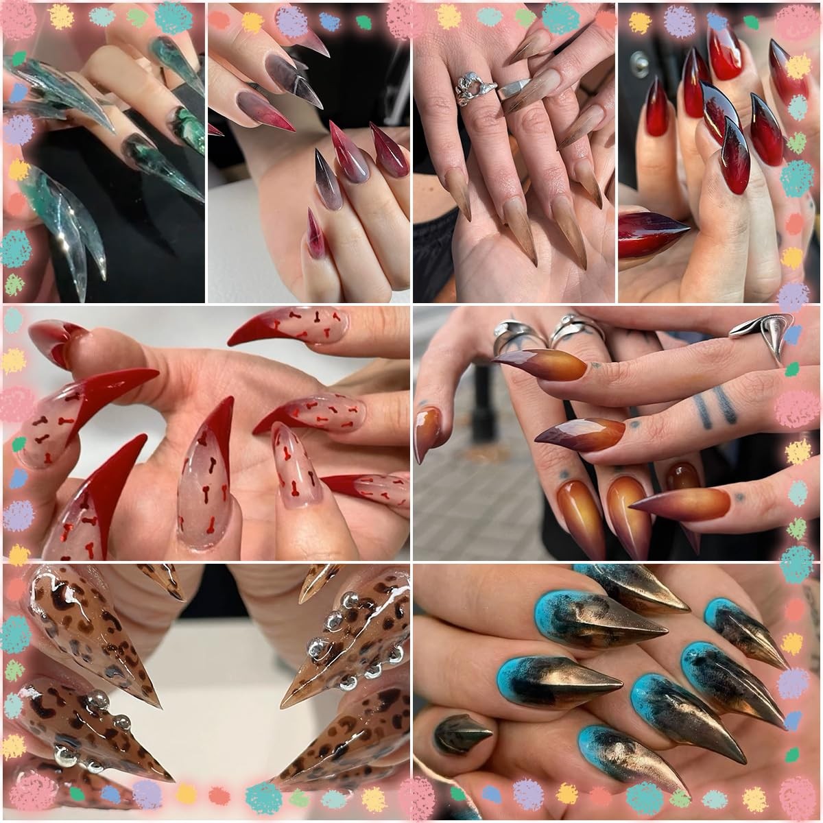 Putysenxi Press On Nails Small PN079-1 Eagle Cat Dragon Claw