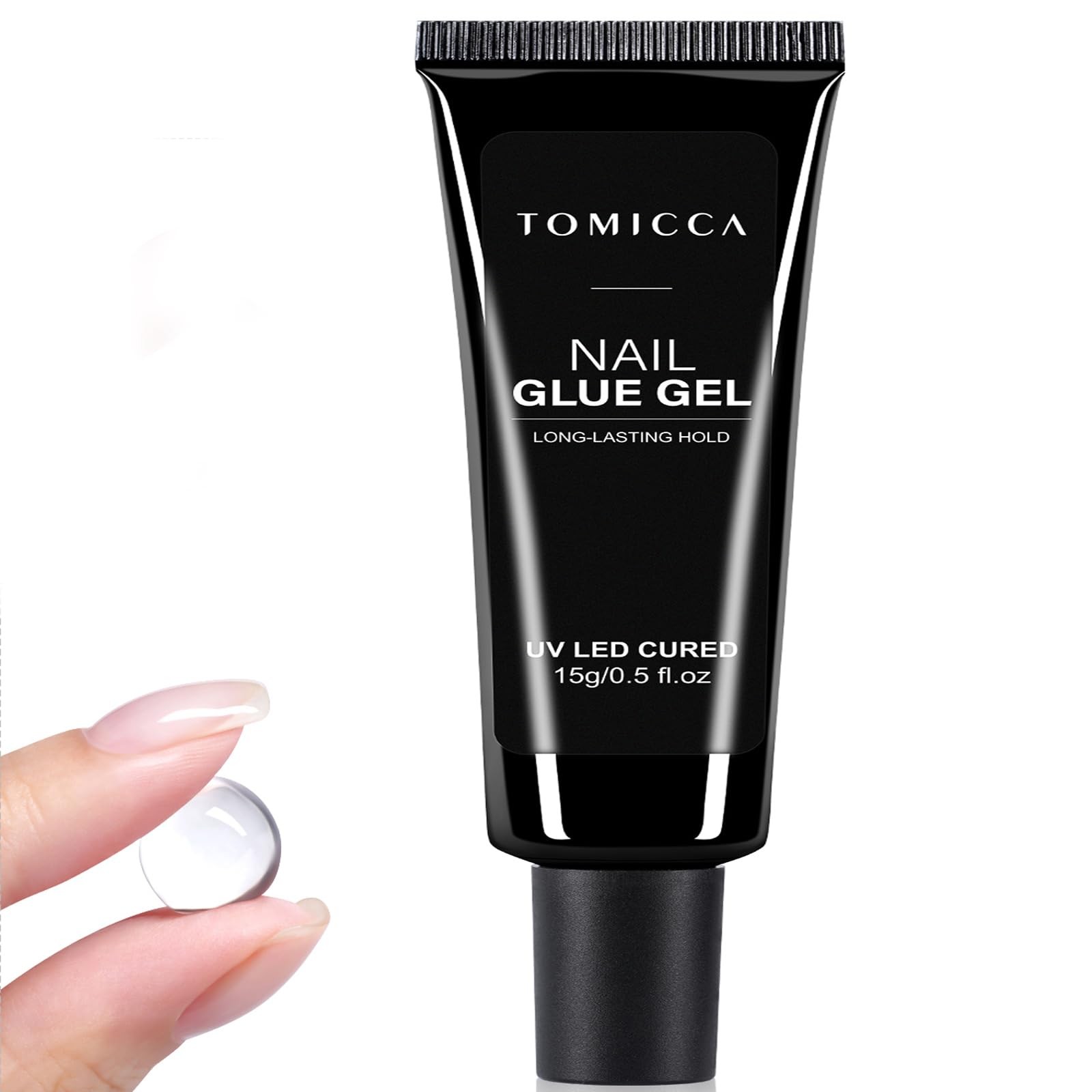 Solid Nail Glue Gel, 15g Long Lasting Strong Adhesive No-Stick Hands for Nail Ti