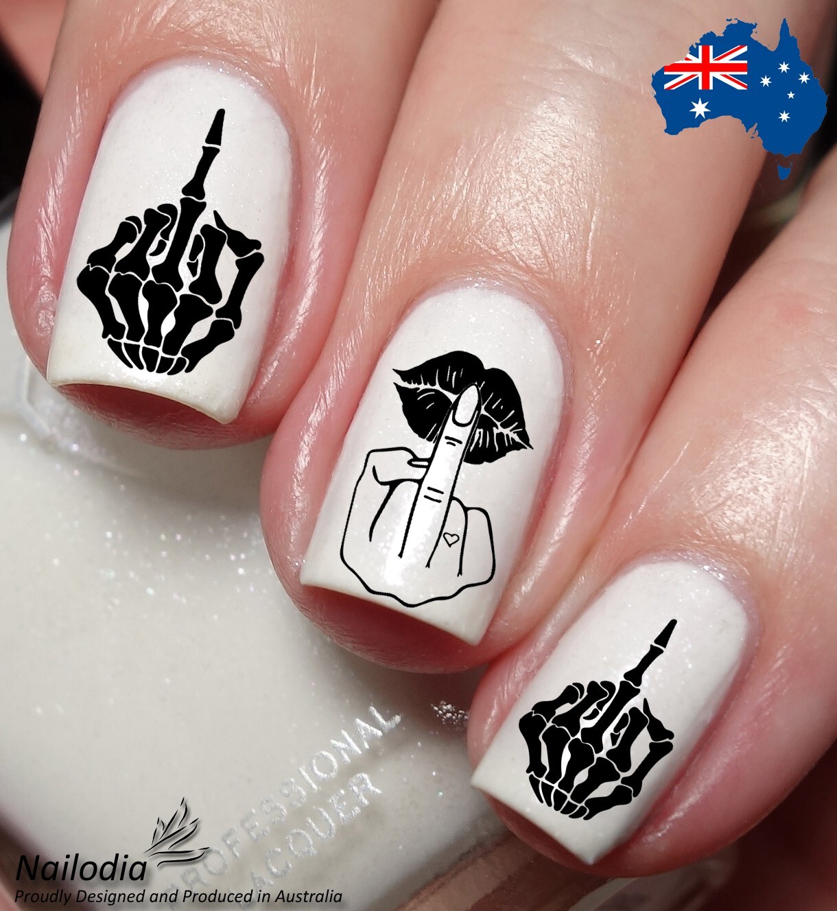 Middle Finger Nail Art Decal Sticker Water Transfer Slider
