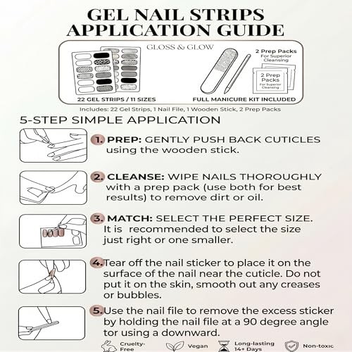 Sapphire Gel Nail Strips – Semi Cured – No UV LED Lamp Needed – Sapphire