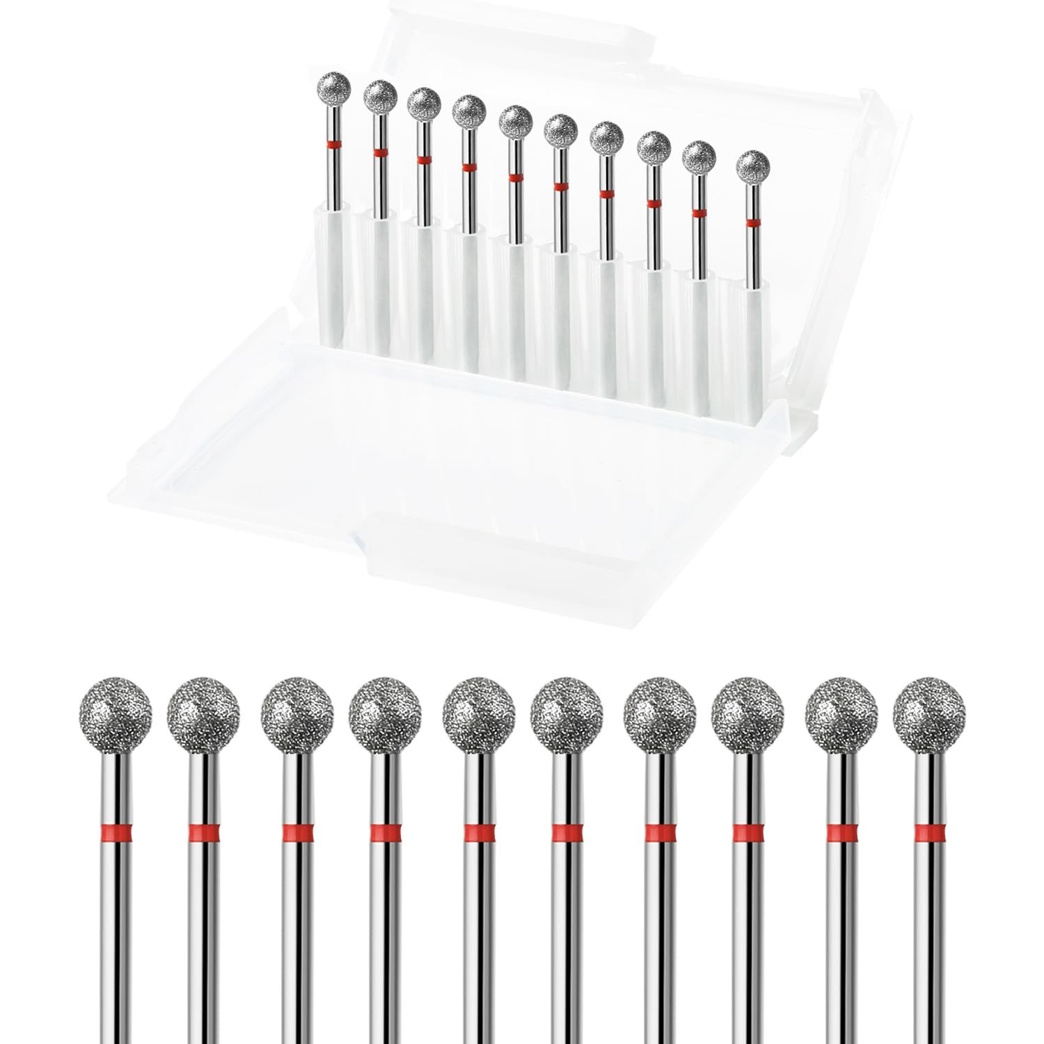 10pcs Safety Ball Cuticle Drill Bits, Carbide Diamond Nail Bits for Dead Skin…