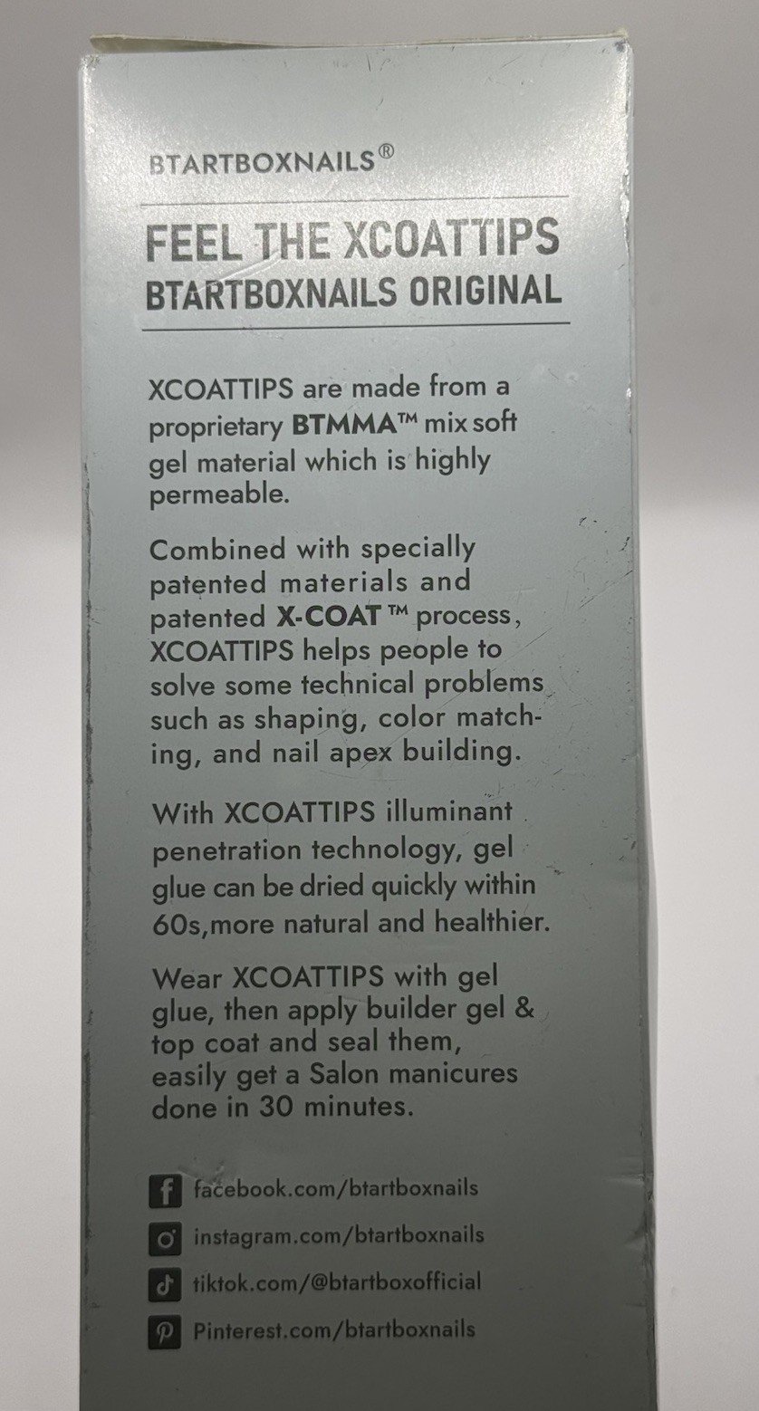 2-Pack Btartboxnails 60s Quick Drying X Coat Tips Long Square & Medium Almond