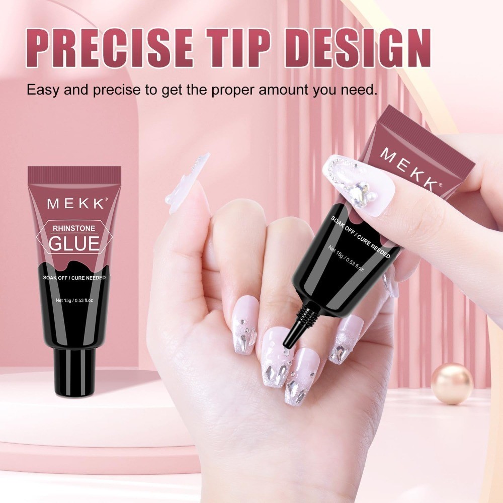 Super Strong No Wipe Rhinestone Nail Glue 15g for Charms Crystals Diamonds Gems