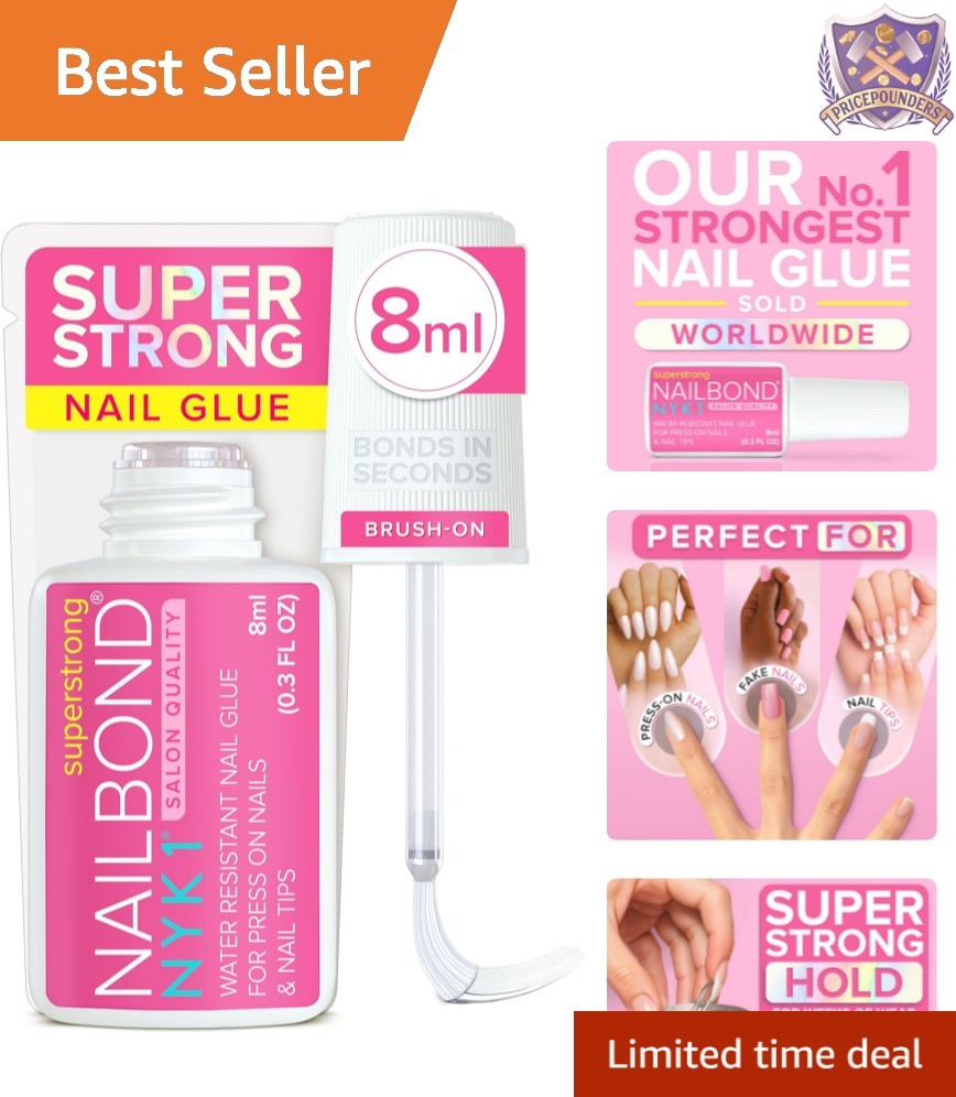 Super Strong Nail Glue Liquid 8ml Fast Drying Water Resistant for Tips Acrylics
