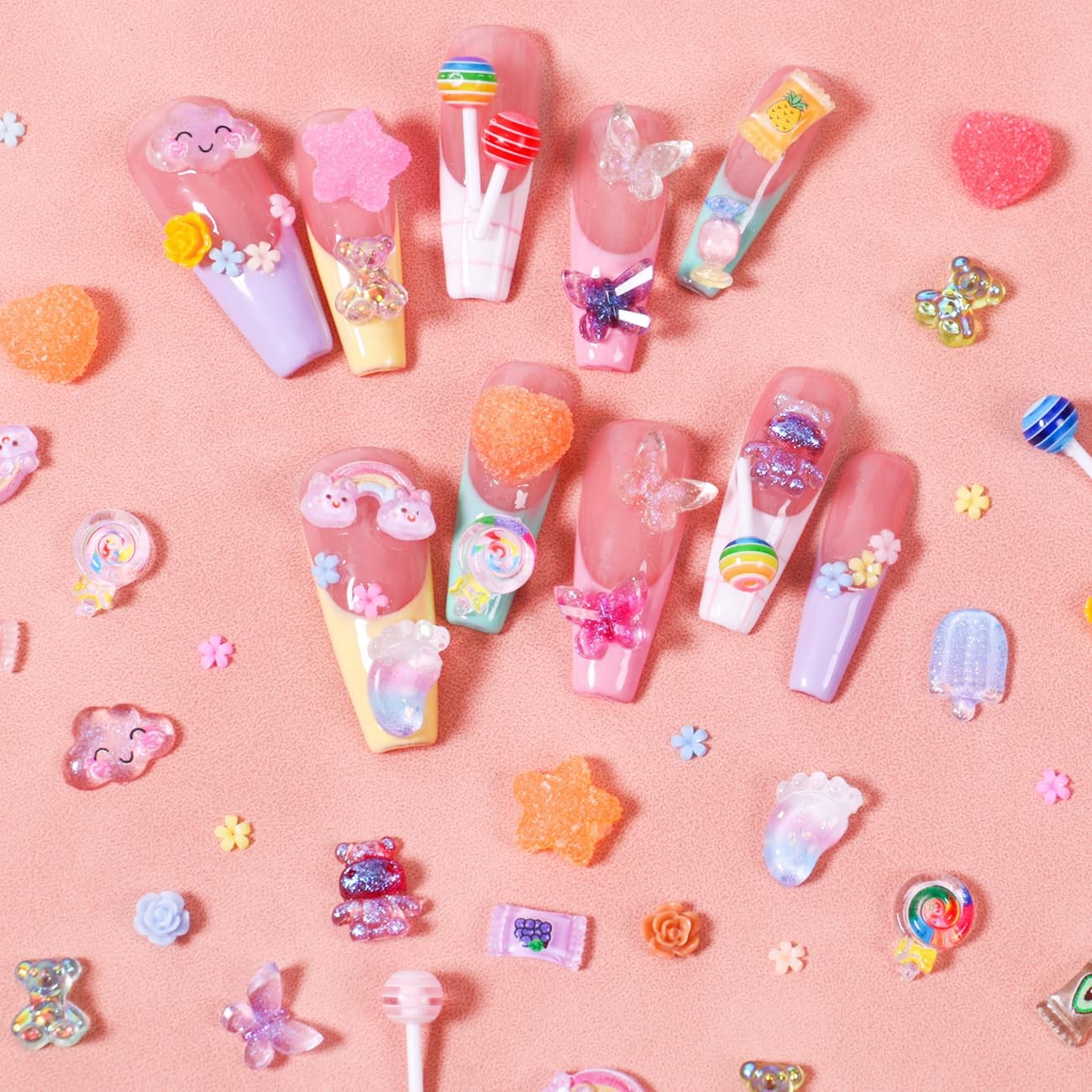 Major Dijit 3D Mix Assorted Color Nail Charms Acrylic Multi Cute Nail Art Charms