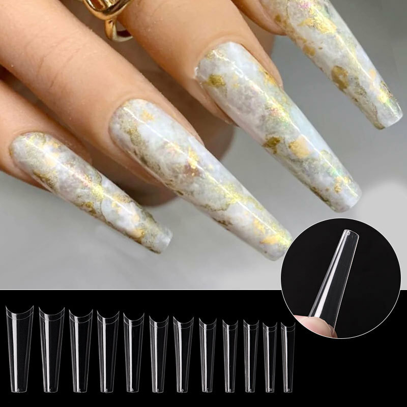 240pcs/Box Half Cover XXL Coffin Tips C Curve Extra Long False Nails Acrylic Tip