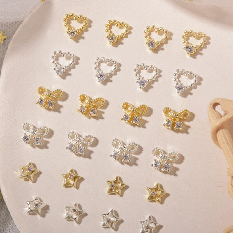 2pcs DIY Heart Butterfly Nail Art Decor Zircon Jewelry 3D Nail Art Rhinestones ⇓