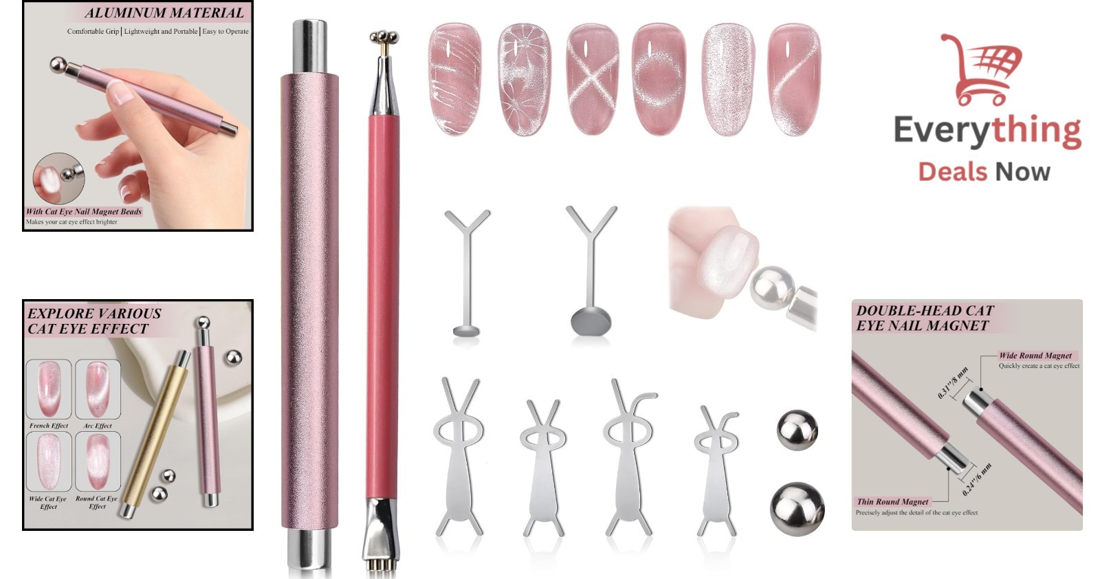 Complete Cat Eye Nail Magnet Set: Double-Head Tool & Flower Design for DIY Nails