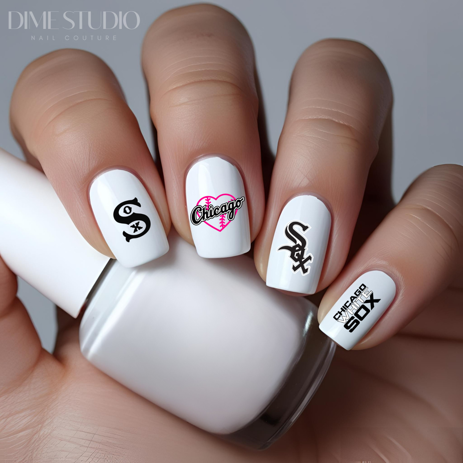 Chicago Whitesox Baseball Nail Decals Water Transfer Clear Overlay